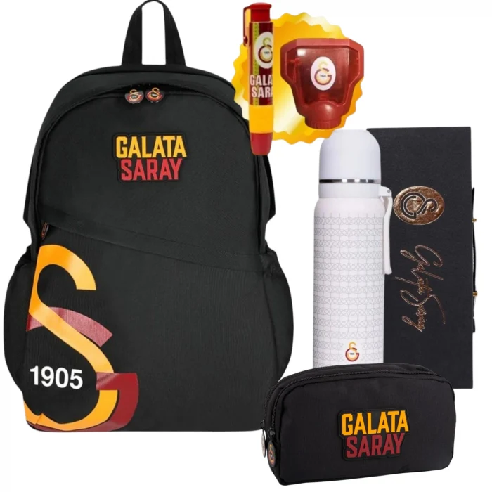 Lisanslı Sırt Çantası - Galatasaray Lisanslı Çift Katlı Çelik Termos Matara Set
