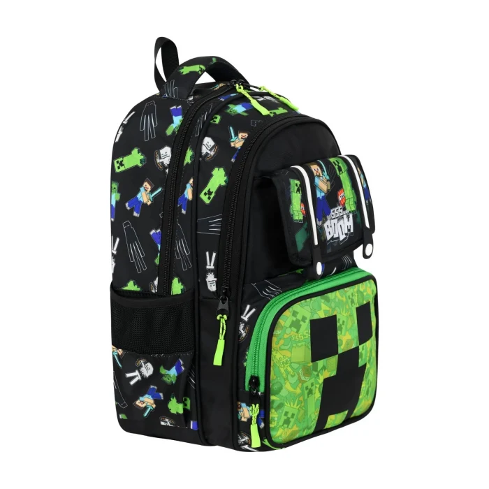 MİNECRAFT Okul Sırt Çantası , Beslenme Çantası Kalemlik Seti - Lisanslı Çelik Suluk & Matara Hediye