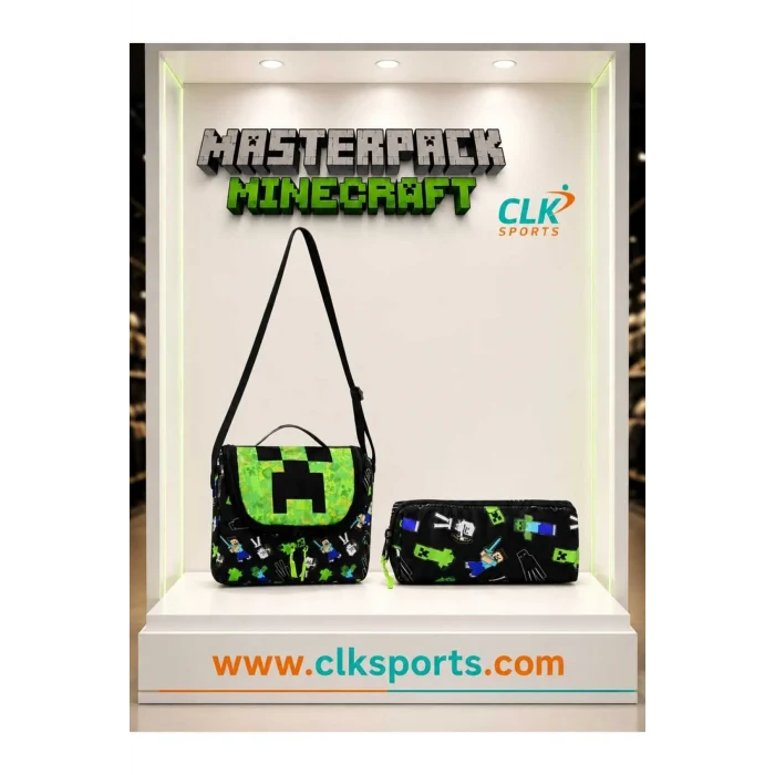 MİNECRAFT Okul Sırt Çantası , Beslenme Çantası Kalemlik Seti - Lisanslı Çelik Suluk & Matara Hediye