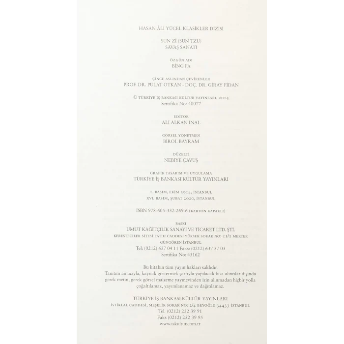 Savaş Sanatı : Hasan Ali Yücel Klasikler Dizisi