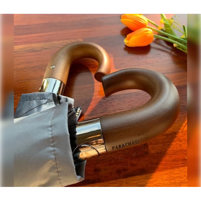 Parachase Ahşap Baston Saplı Tam Otomatik Şemsiye - Fermuarlı Kılıflı