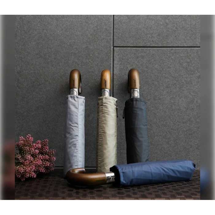 Parachase Ahşap Baston Saplı Tam Otomatik Şemsiye - Fermuarlı Kılıflı