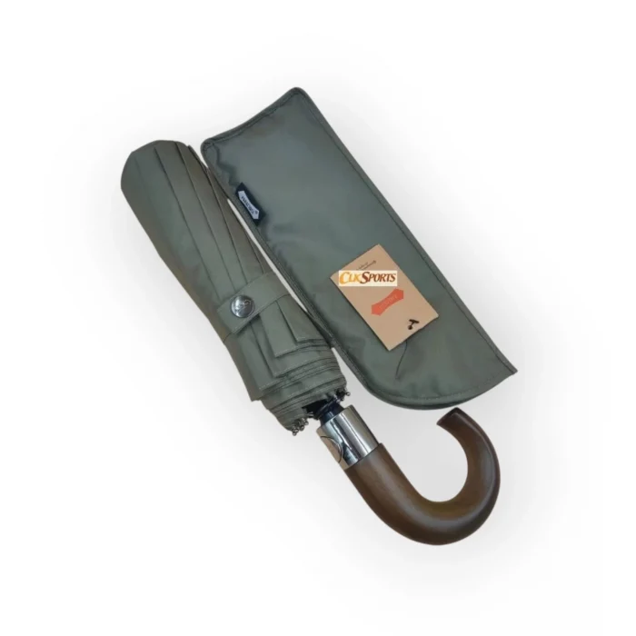 Parachase Ahşap Baston Saplı Tam Otomatik Şemsiye - Fermuarlı Kılıflı