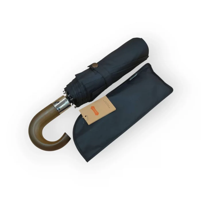 Parachase Ahşap Baston Saplı Tam Otomatik Şemsiye - Fermuarlı Kılıflı