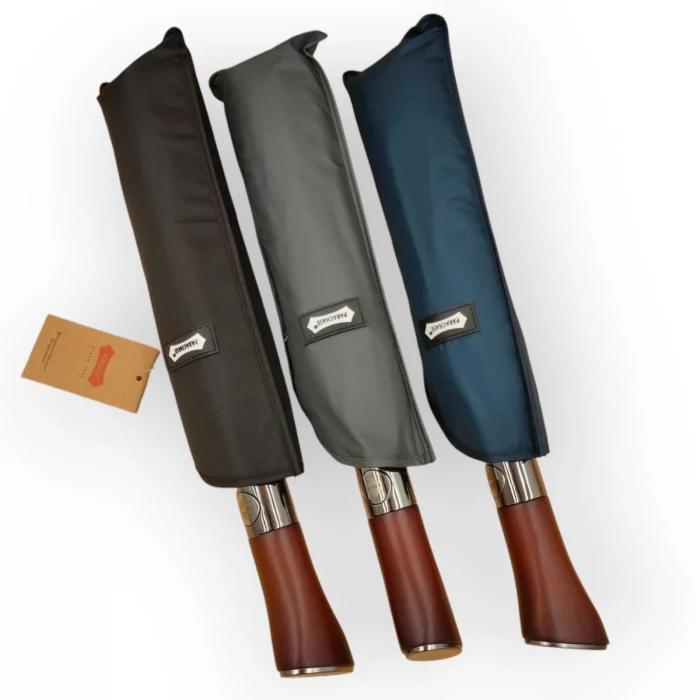 Parachase Premium Ahşap Kavrama Otomatik Şemsiye - Özel Kılıflı