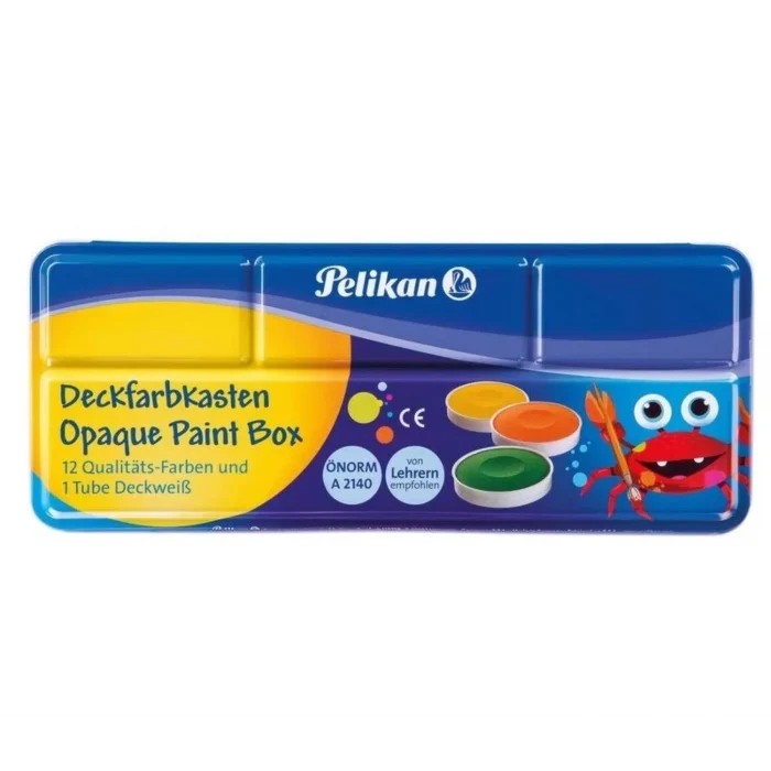 Metal Kutulu Deckfarbkasten Opaque Paint Box Sulu Boya 12+1