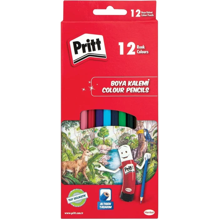 Pritt 12 Renk Kuru Boya Kalemi - Karton Kutu Tam Boy