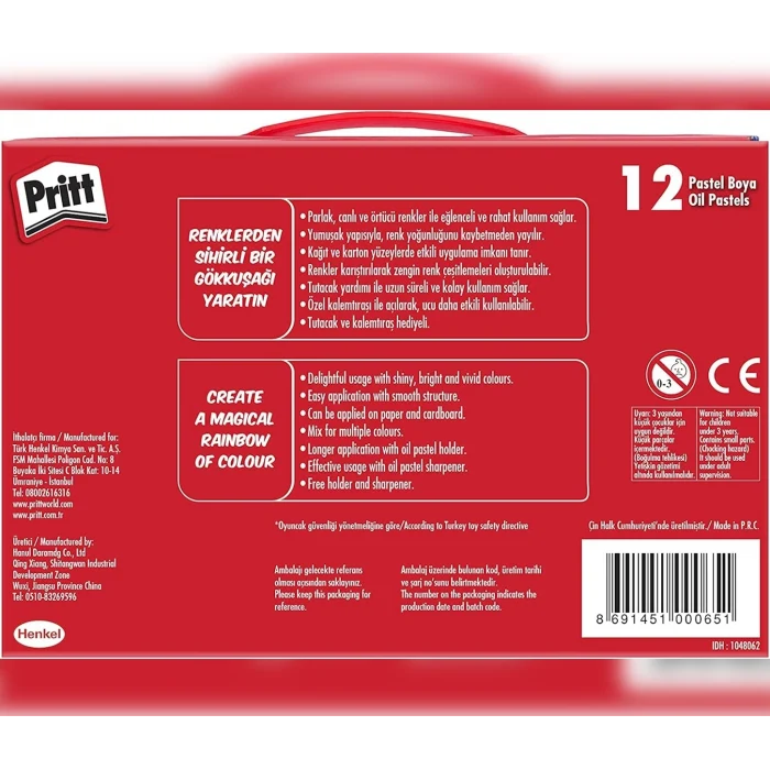 Pritt 12 Renk Pastel Boya - Çantalı Ambalaj