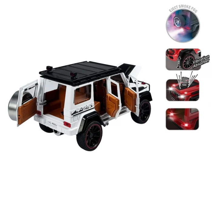 Sesli ve Işıklı Buhar Çıkartan Metal Jeep Çek Bırak 1:22