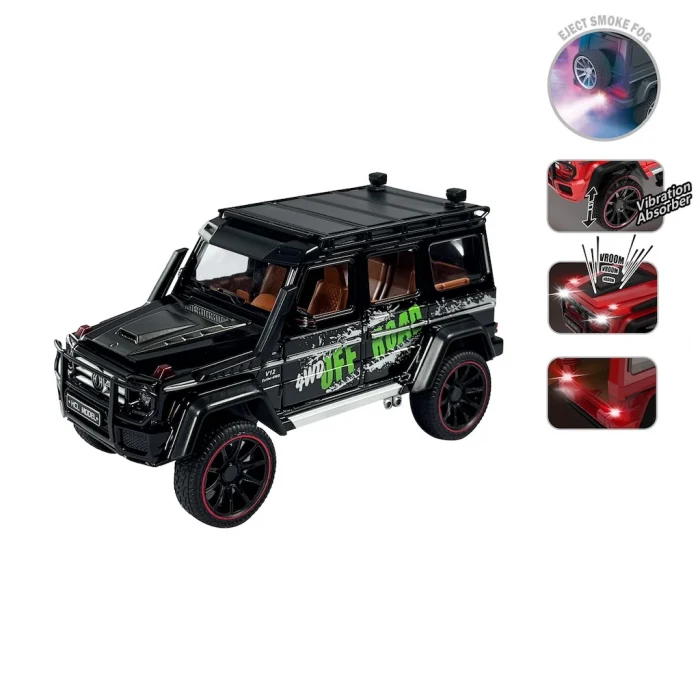 Sesli ve Işıklı Buhar Çıkartan Metal Jeep Çek Bırak 1:22