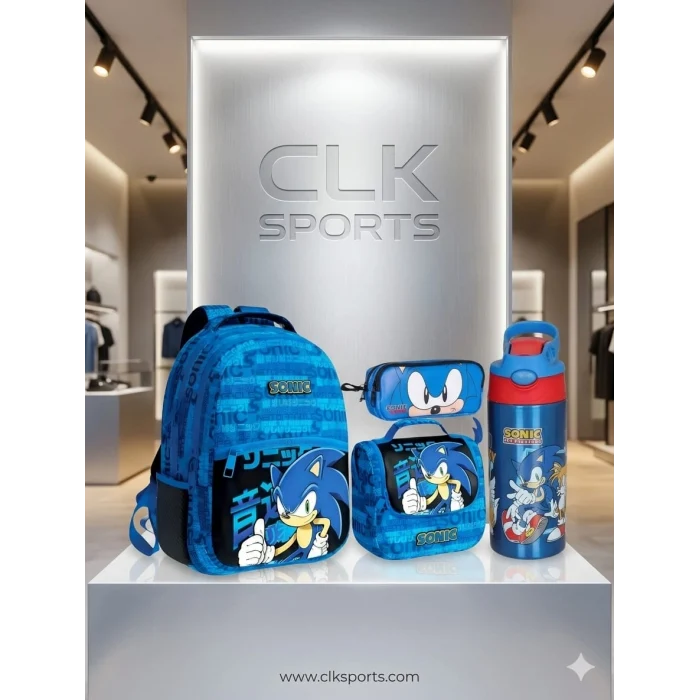 Sonic Boom Okul Çantası , Beslenme Çantası , Kalem Çantası - Sonic Çelik Matara 500 Ml Hediye