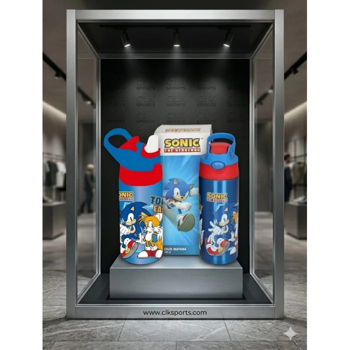 Sonic Boom Okul Çantası , Beslenme Çantası , Kalem Çantası - Sonic Çelik Matara 500 Ml Hediye