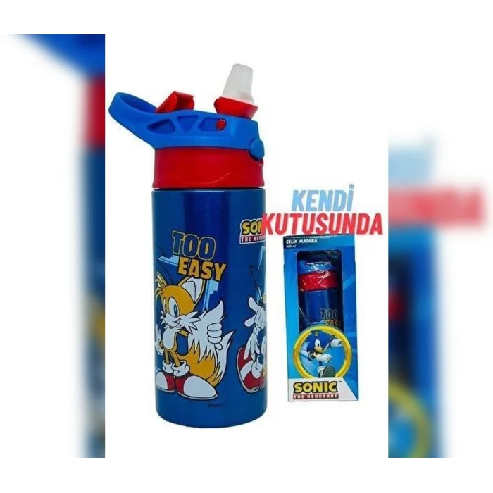 Sonic Boom Okul Çantası , Beslenme Çantası , Kalem Çantası - Sonic Çelik Matara 500 Ml Hediye