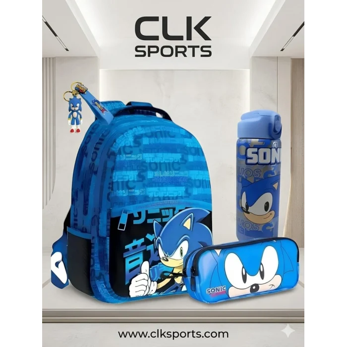 Sonic Boom Okul Çantası , Kalem Çantası - Sonic Çelik Matara 500 Ml Hediye
