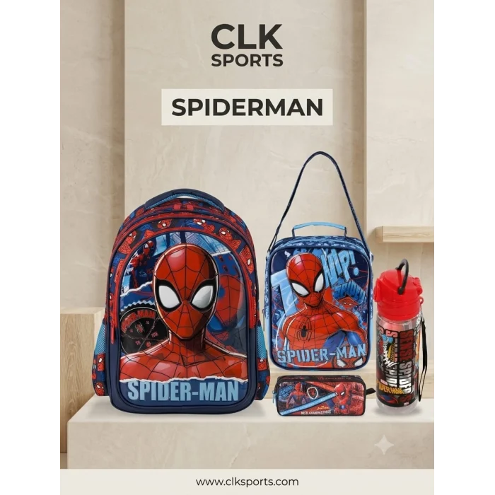 Spider Okul Çantası - Beslenme Çantası - Kalem Kutusu Set - Suluk&Matara Hediye