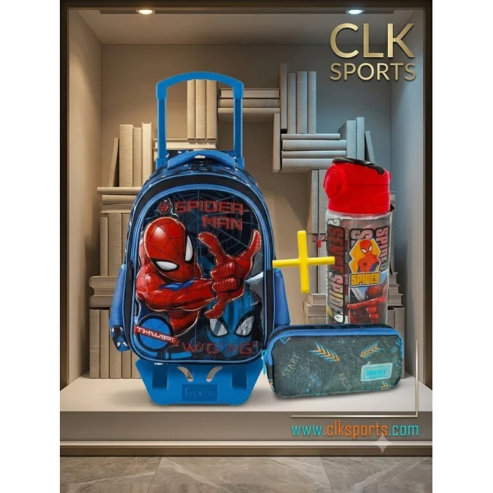 Spiderman Çekçekli Okul Çantası , Muggle Çift Gözlü Kalem Çantası - Suluk & Matara Hediye