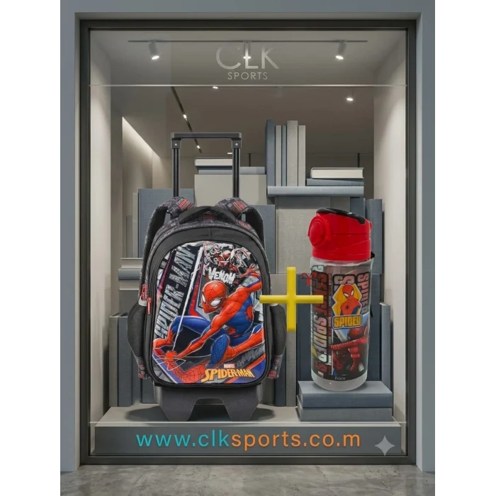 Spiderman Çekçekli Okul Çantası , Muggle Çift Gözlü Kalem Çantası - Suluk & Matara Hediye