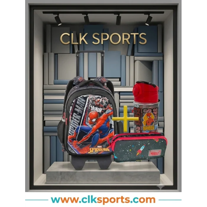 Spiderman Çekçekli Okul Çantası , Muggle Çift Gözlü Kalem Çantası - Suluk & Matara Hediye