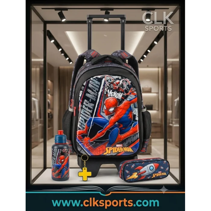 Spiderman Çekçekli Okul Çantası , Muggle Çift Gözlü Kalem Çantası - Suluk & Matara Hediye