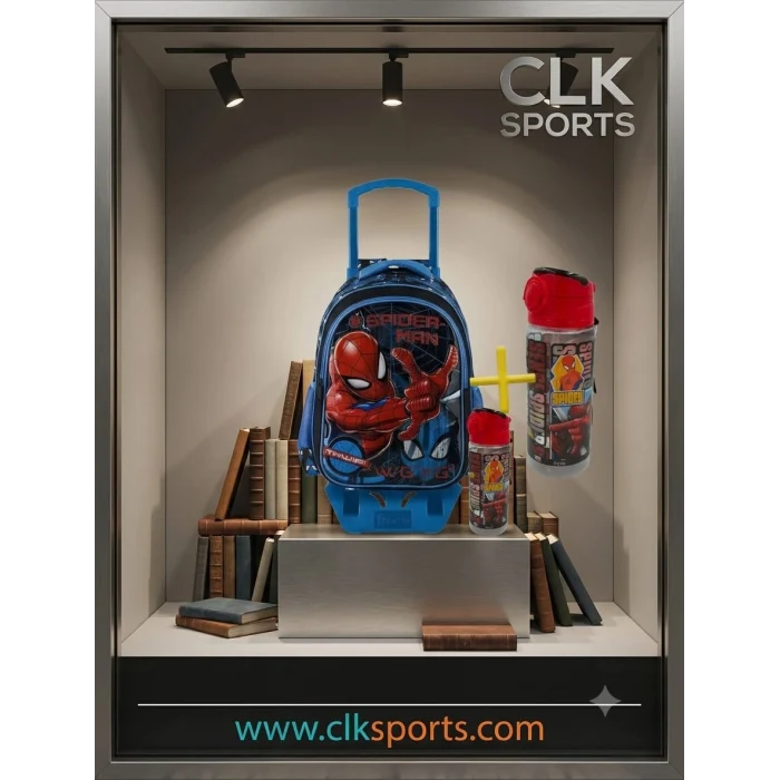 Spiderman Çekçekli Okul Çantası , Muggle Çift Gözlü Kalem Çantası - Suluk & Matara Hediye
