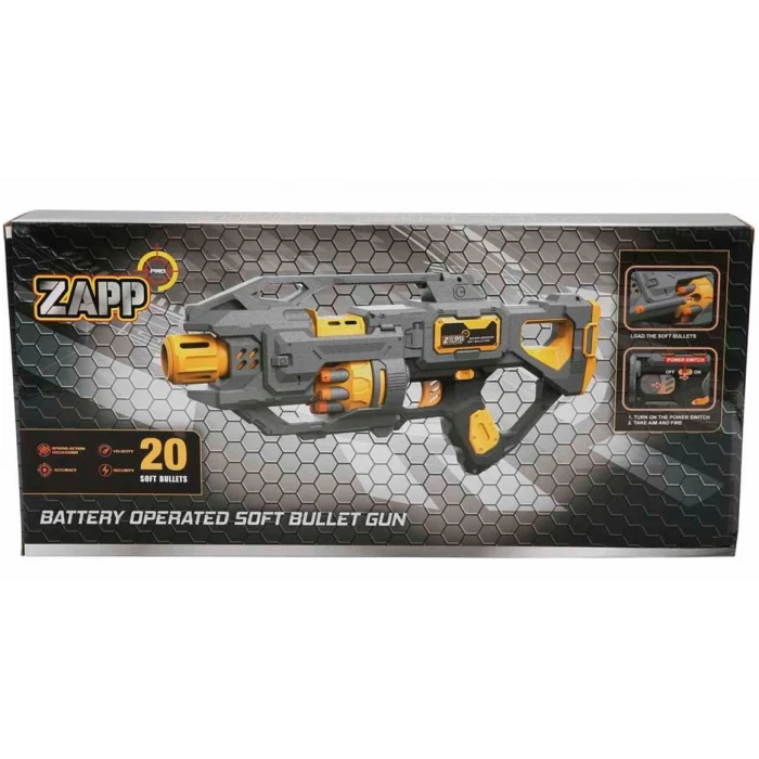 Zapp Toys 20 Mermili Sünger Dart Atan Silah 45 cm Antrasit
