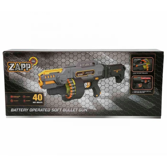 Zapp Toys 40 Mermili Sünger Dart Atan Silah 57 cm Siyah