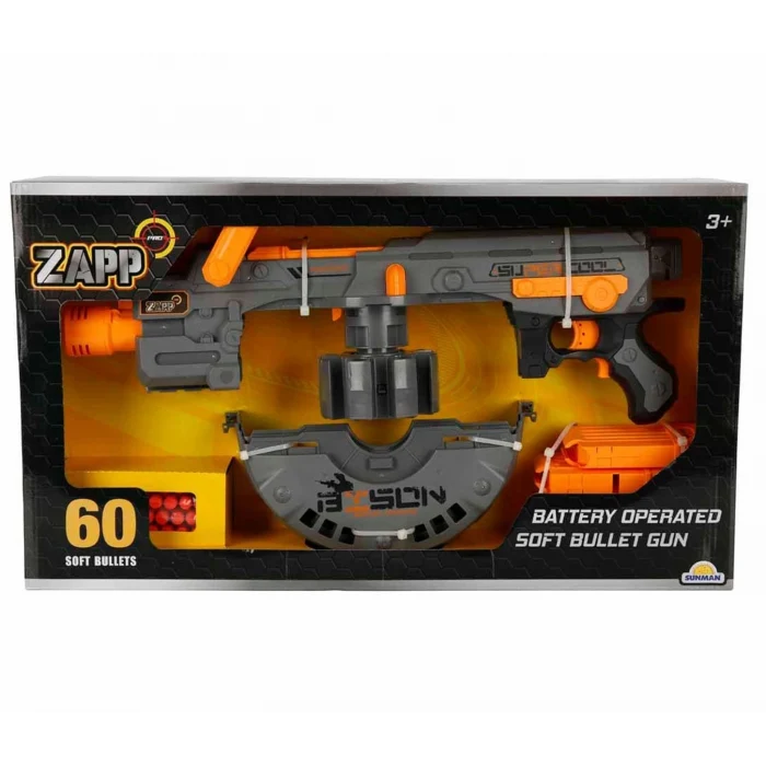 Zapp Toys 60 Mermili Sünger Dart Atan Silah 54 cm Antrasit