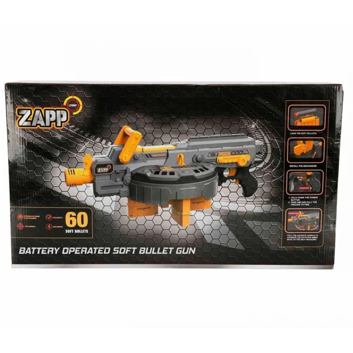 Zapp Toys 60 Mermili Sünger Dart Atan Silah 54 cm Antrasit