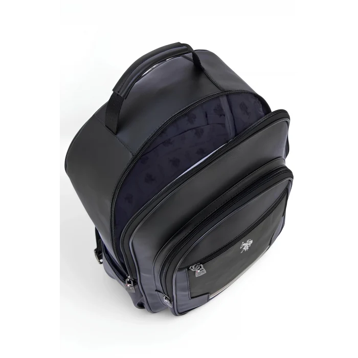 U.S. Polo. Assn. Vegan Suni Deri Laptop Bölmeli Sırt Çantası Ve Omuz Askılı Çapraz Çanta - Siyah