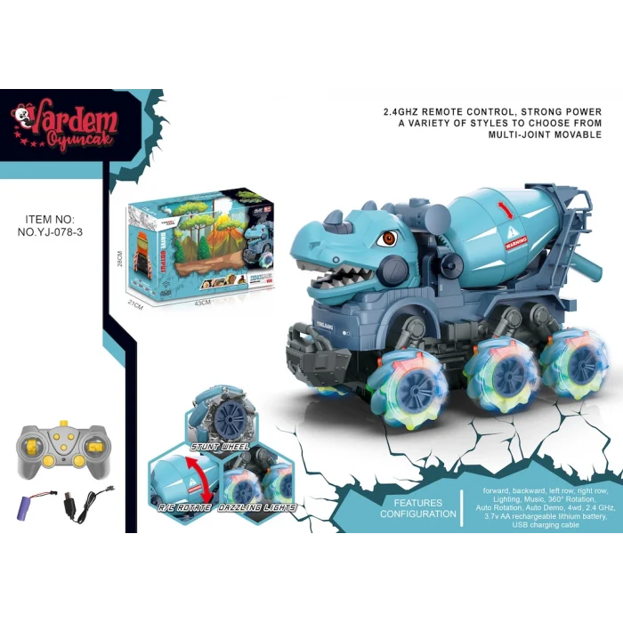 Vardem Dinozor Beton Mikseri 1:14 Uzaktan Kumandalı Full Fonksiyon 2.4G