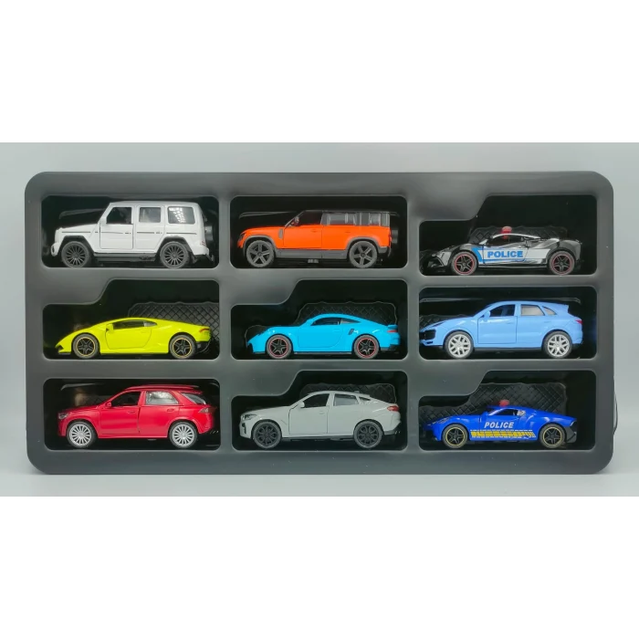 9 Parça 1:43 Çek Bırak Metal Araba