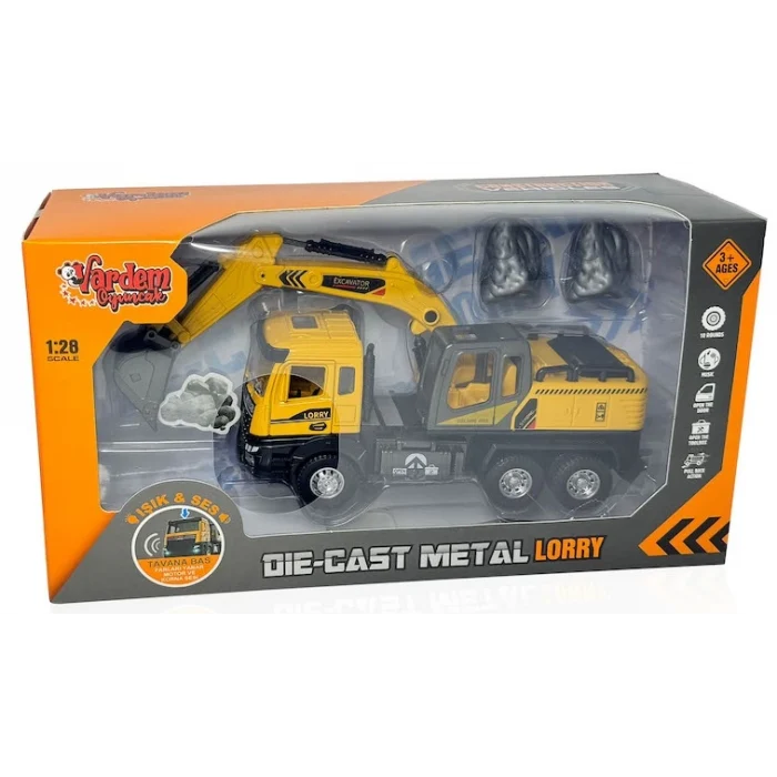 Kamyon Ekskavatör Çek Bırak Işıklı ve Sesli 1:28