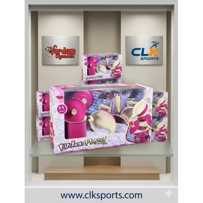 Vardem Oyuncak Kitchen Playset Emaye Tencere 11 Parça Pembe
