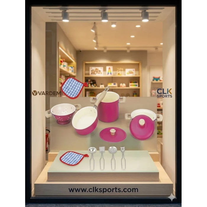 Vardem Oyuncak Kitchen Playset Emaye Tencere 11 Parça Pembe