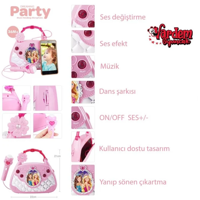Vardem Oyuncak Mikrofonlu El Çantası - Mp3 Çalar