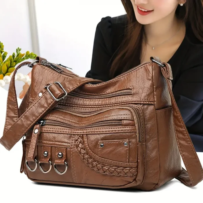 Vintage Tarzı Deri Omuz Çantası