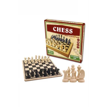 Chess Ahşap Satranç Takımı Plastik Satranç Taşlı 30x30cm