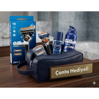 Gillette Fusion ProGlide FlexBall Tıraş Makinesi + 2 Yedek Başlığı , Nivea For Men Fresh Pump 75 ml , Gillette Series Köpük Rahatlatıcı 200 Ml , Seyahat Çantası
