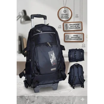 MASTER PACK Lux Çekçekli Tekerlekli , Dağcı Seyahat Laptop Bölmeli , Sırt Çantası