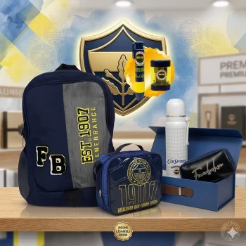 Fenerbahçe Okul-Sırt Çantası , Beslenme Çantası , Kalem Çantası - Lisanslı Bardaklı Çelik Termos Premium Set