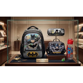 Batman Lisanslı Okul Çantası , Beslenme Çantası, Çift Gözlü Kaleö Kutusu , Suluk&Matara Hediye