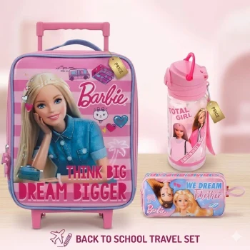 Barbie Çekçekli Anaokulu Çantası , Barbie Kalem Çantası - Barbie Suluk Matara Hediye