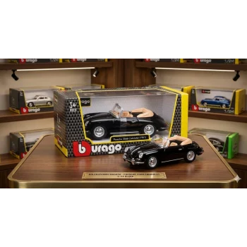 Porsche 356B Cabriolet 1961 Die Cast Araba , Bbrago 1:24 - Siyah