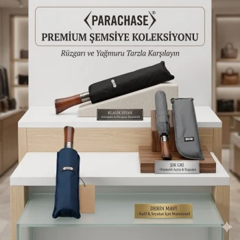 Parachase Premium Ahşap Kavrama Otomatik Şemsiye - Özel Kılıflı