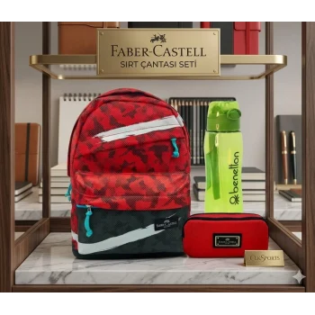 Faber Castell Sırt Çantası , Lisanslı Kalem Çantası - Lisanslı Suluk Matara Hediye