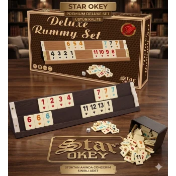 Star Deluxe Ahşap Okey Takımı - Büyük Boy 1.kalite Istaka 43 Cm
