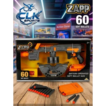 Zapp Toys 60 Mermili Sünger Dart Atan Silah 54 cm Antrasit