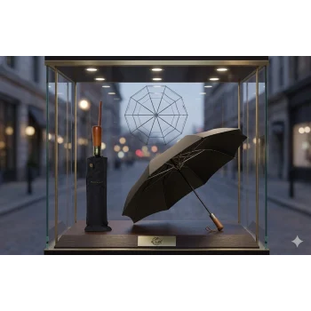 Parachase Premium Ahşap Saplı Otomatik Şemsiye - Çıtçıt Kılıflı