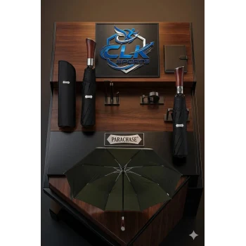 Parachase Premium Ahşap Kavrama Otomatik Şemsiye - Özel Kılıflı