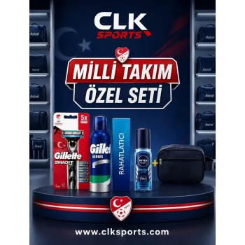 Gillette Milli Takım Özel Set (Mach3 Turbo 3d Makine 5 Adet Yedek Tıraş Bıçağı , 200 ml Köpük , DeodorantÇanta)
